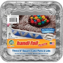 Handi-Foil 8" Square Aluminum Blue Geometric Pan w/Lids 3 count per pack.