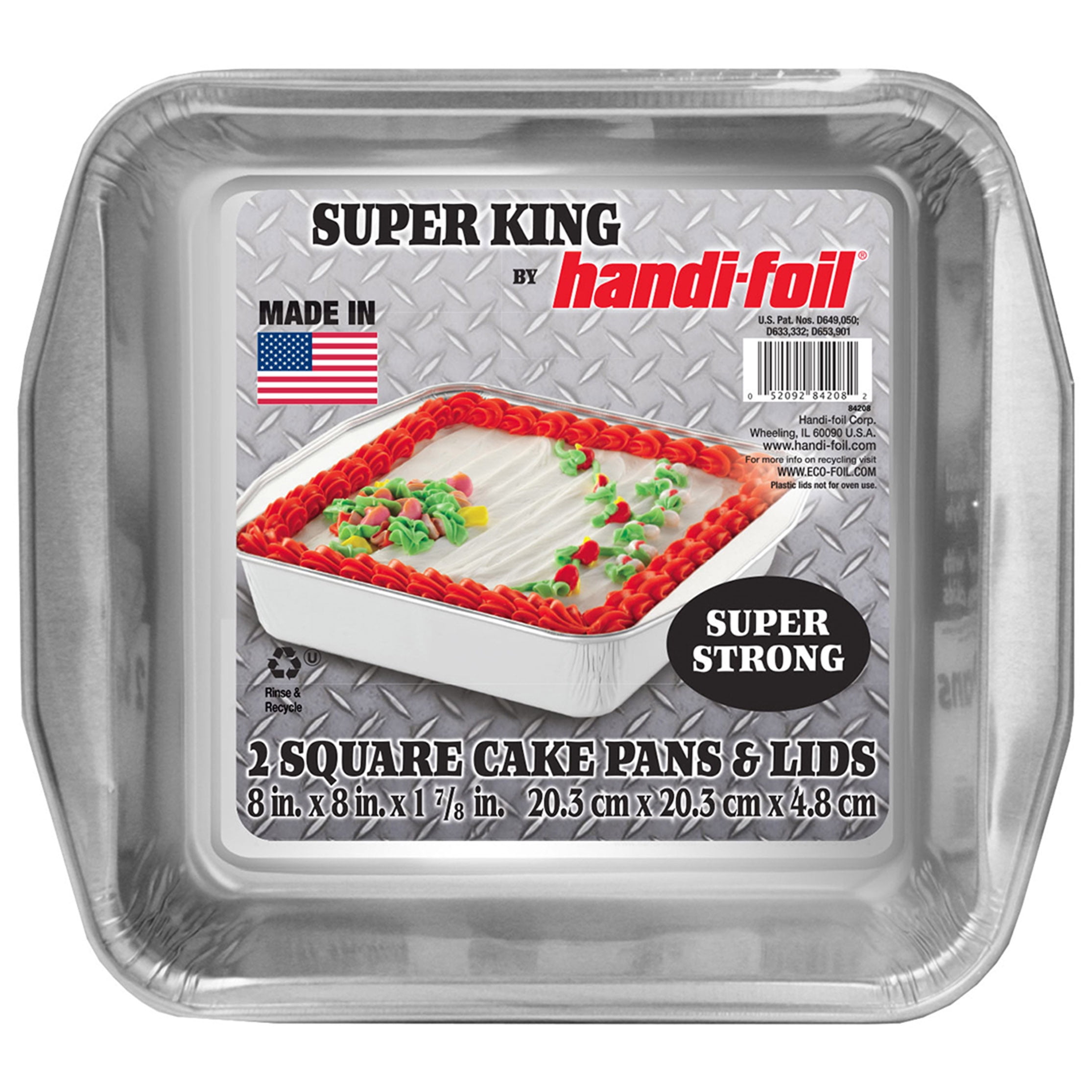 Handi-foil® iChef® Square Cake Pans and Lids - Silver, 2 pk / 8 x