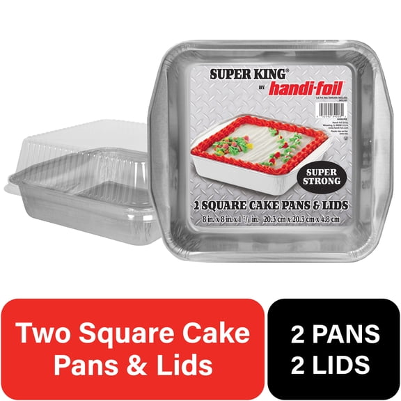 Handi-Foil 8" x 8" Aluminum Square Cake Pan, 2 Count