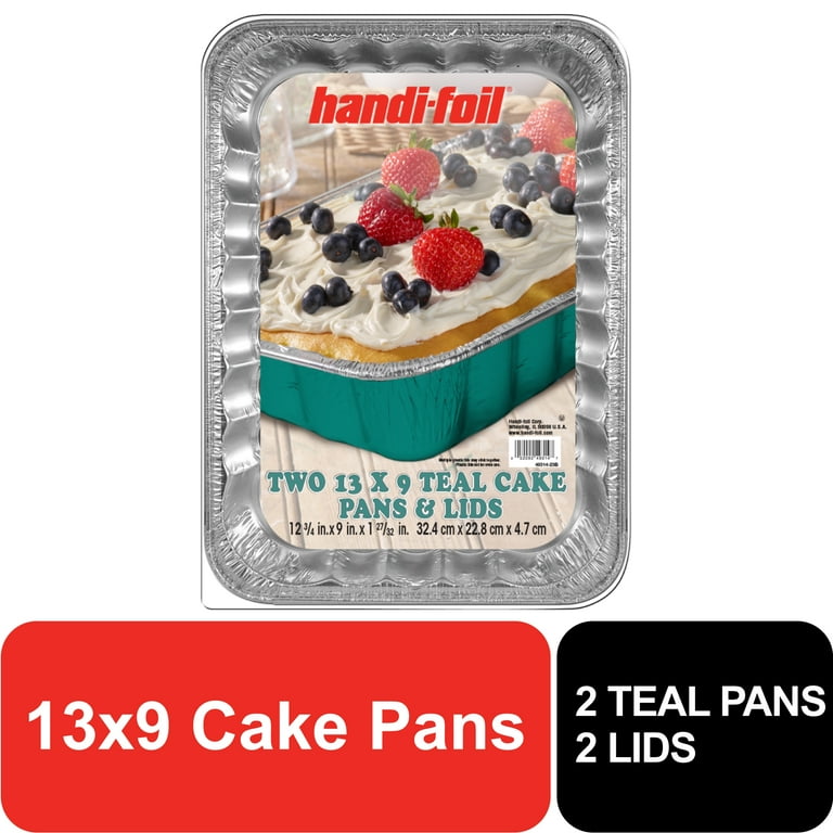 Handi-foil Disposable Aluminum 13x9 Teal Baking Pans with Lids,