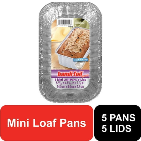 Handi-Foil Aluminum Mini Loaf Pans with Lids, 5 Count