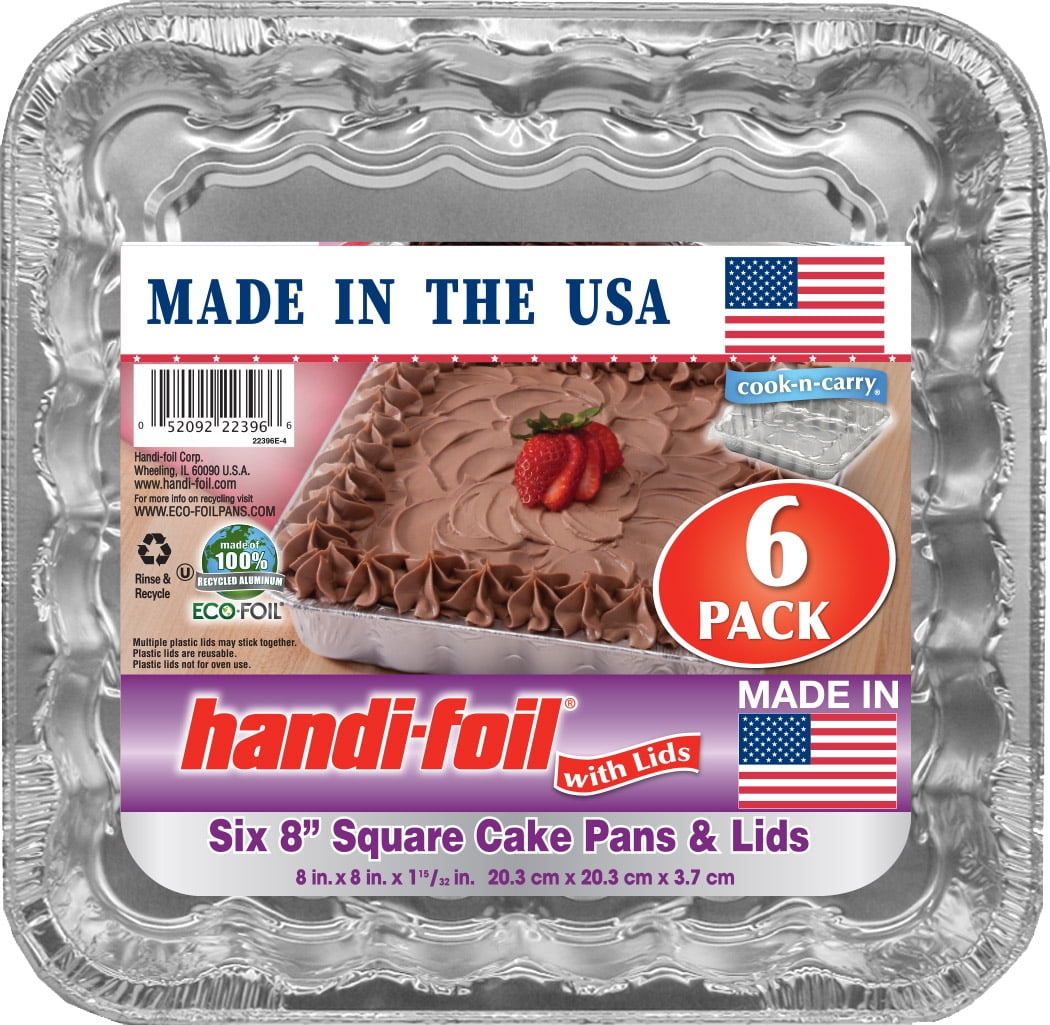 Handi-Foil 9 x 9 (Actual Size 8.75) Square Aluminum Foil Cake Pan w/Dome  Lid Select Case Quantity 25 Pans + 25 Lids 