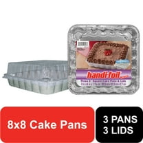 Handi-Foil 8" Aluminum Square Cake Pans with Lids, 3 Count