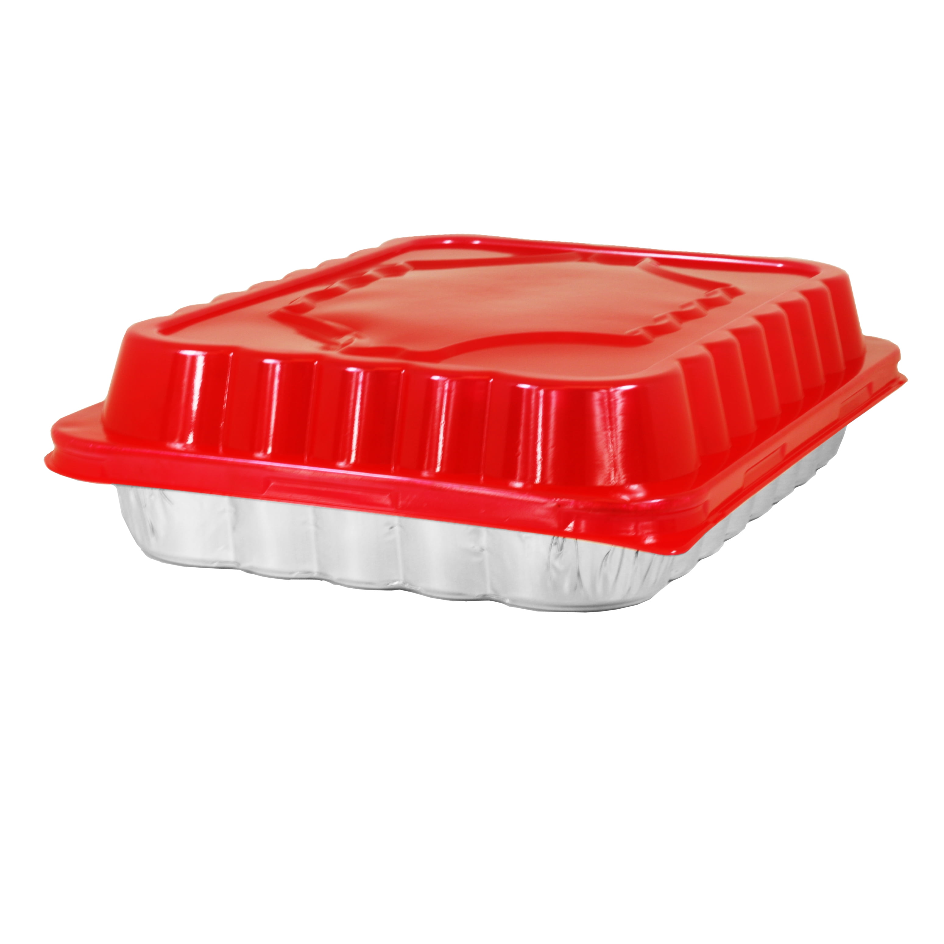 Handi-Foil Cook-n-Carry 9" x 13" Aluminum Cake Pans with Red Lids (2 Count)