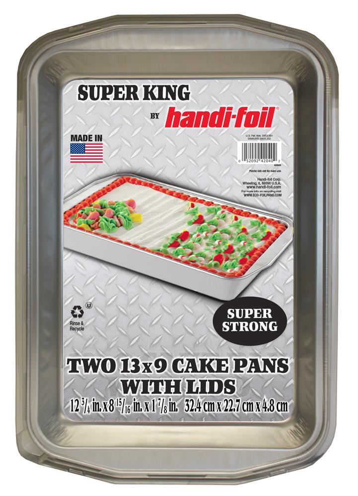 Handi-foil Super King Square Cake Pan with Handle Lid, 2 Piece
