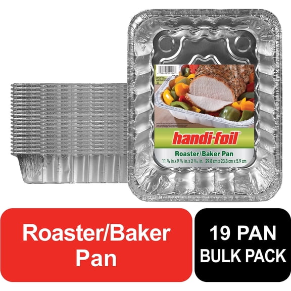 Handi-foil Aluminum Foilware 12 x 9 Rectangular Disposable Aluminum Roasting Pans Set of 19