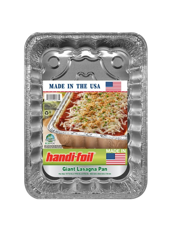 Handi-Foil Aluminum Giant Rectangular Lasagna Pan, 1 Count 13.5" x 9.63" x 2.75"
