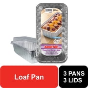 Handi-Foil 8" x 3.8" x 2.4" Aluminum Loaf Pans with Lid (3 Pack)