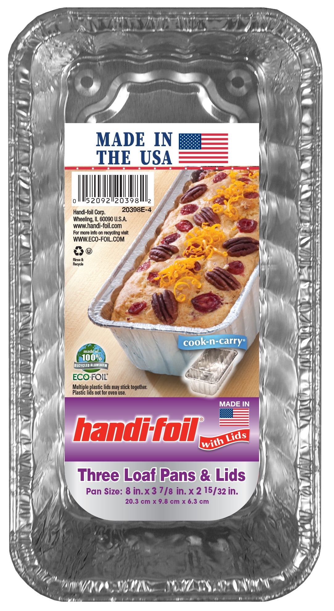 Handi-Foil 1 1/2 lb. Aluminum Foil Loaf Pan IVC w/Clear Dome Lid