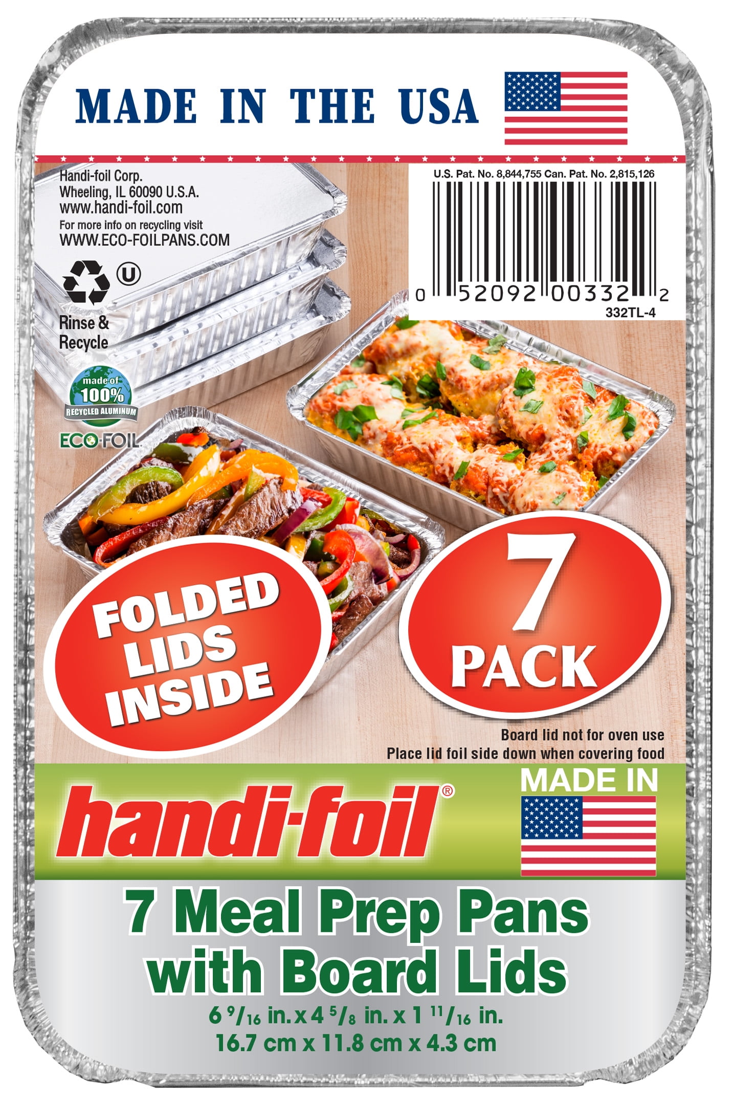 Handi-Foil Meal Prep Pans with Board Lids, Jumbo, 2 Pack