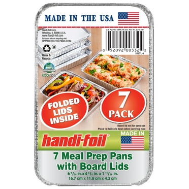 Handi-Foil Aluminum Meal Prep Storage Pan with Folded Lids 7 Count Holds up to 23.7 Fluid Ounces