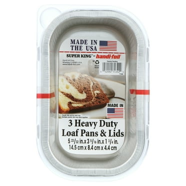 Handi-Foil Aluminum Mini Loaf Pan & Lid 3 Count, 5.7" x 3.3" x 1.75", Disposable