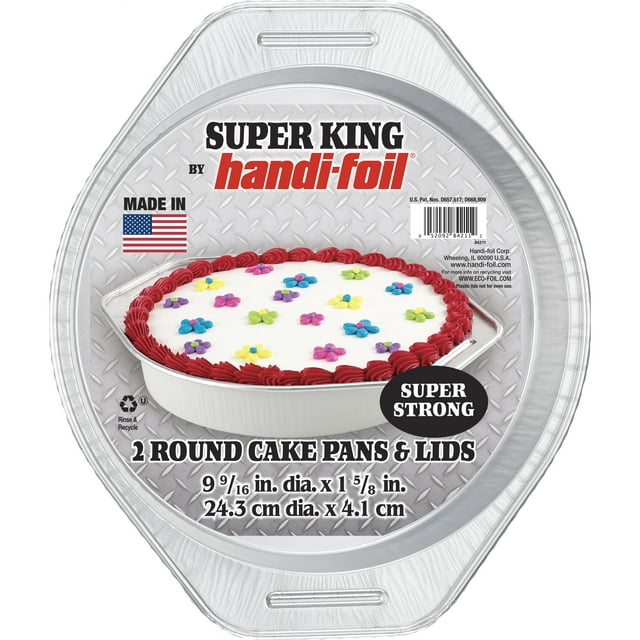 HandiFoil Aluminum Super King 9" Round Cake Pan with Lid, 2 Count