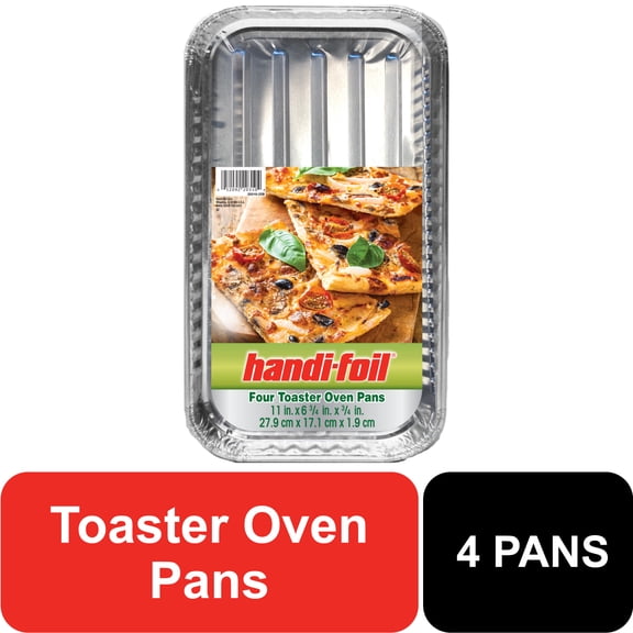 Handi-Foil 11" x 6.75" Aluminum Toaster Oven Tray Pan, 4 Count