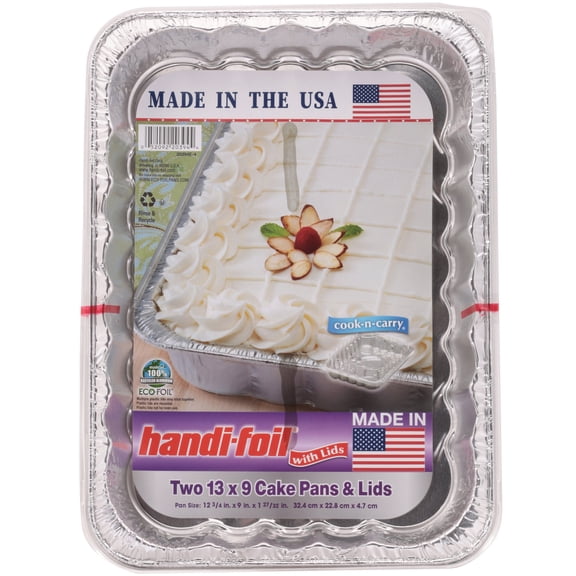 Handi-Foil Foil Cake Pans & Lids, 2 pk - 12.75" x 9" x 1.84"
