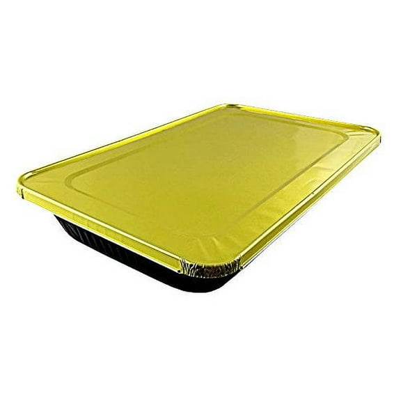 Handi-Foil Full-Size Deep Premium Black & Gold Aluminum Steam Table Pan w/Lid (pack of 10)