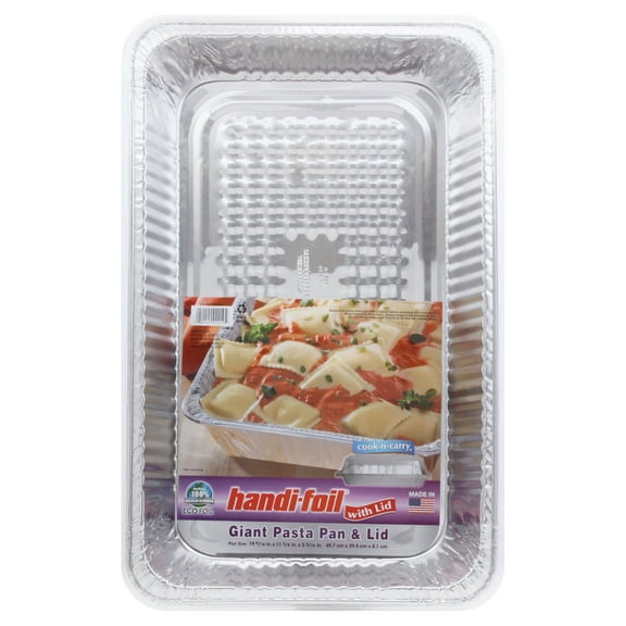 Handi-Foil Giant Pasta Pan & Lid - 19.6" x 11.6" x 3.2"