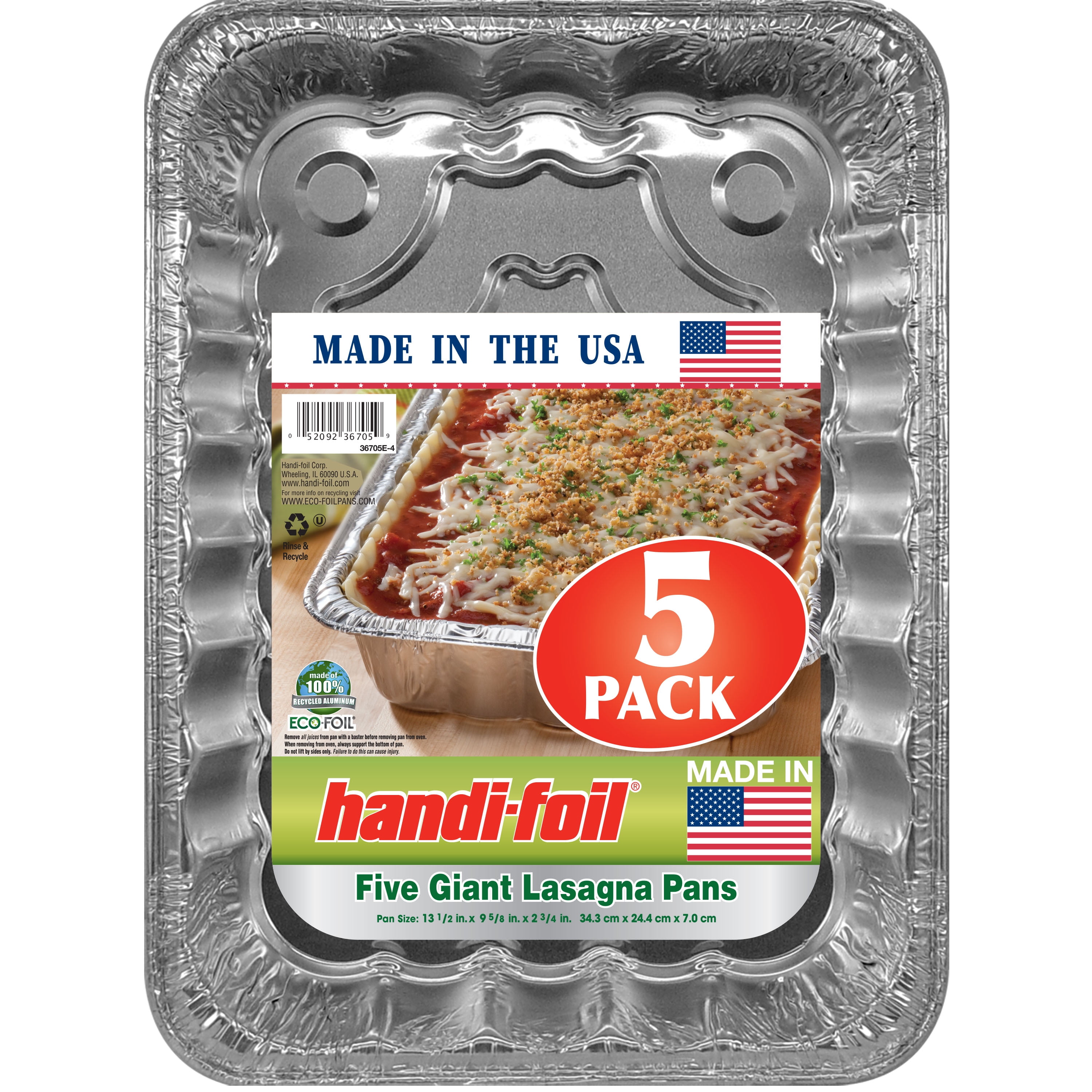 EZ Foil Aluminum Extra Deep Giant Lasagna Pans, 13.5 x 9 x 2.75 inch, 2  Count