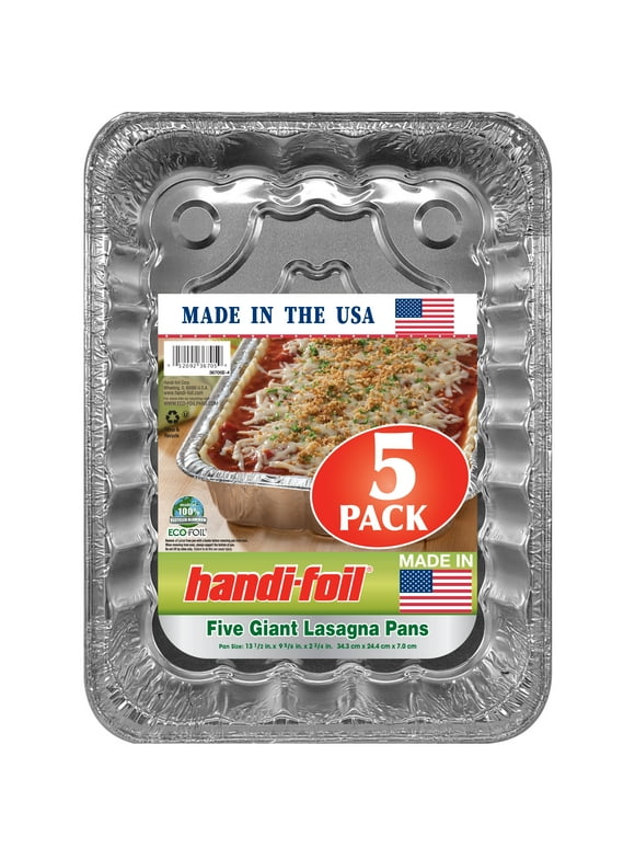 Handi-Foil Giant Rectangular Aluminum Foil Lasagna Pans, 5 Count