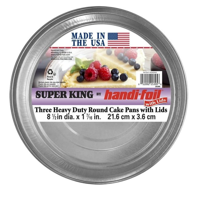 HandiFoil Heavy Duty Aluminum Round Cake Pans 3ct with Lids