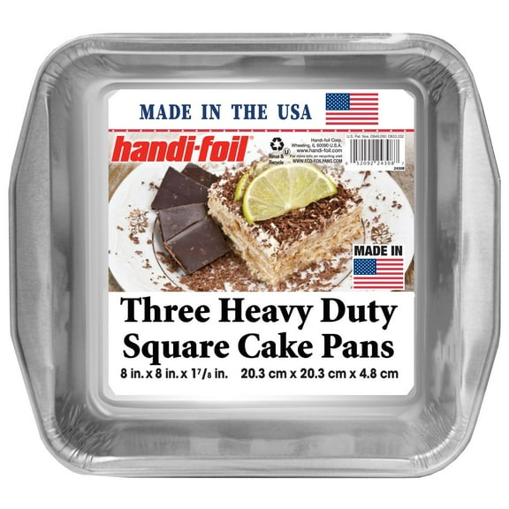 Handi-Foil Heavy Duty Square Cake Pans, 3 pk - 8" x 8"- Pack of 2
