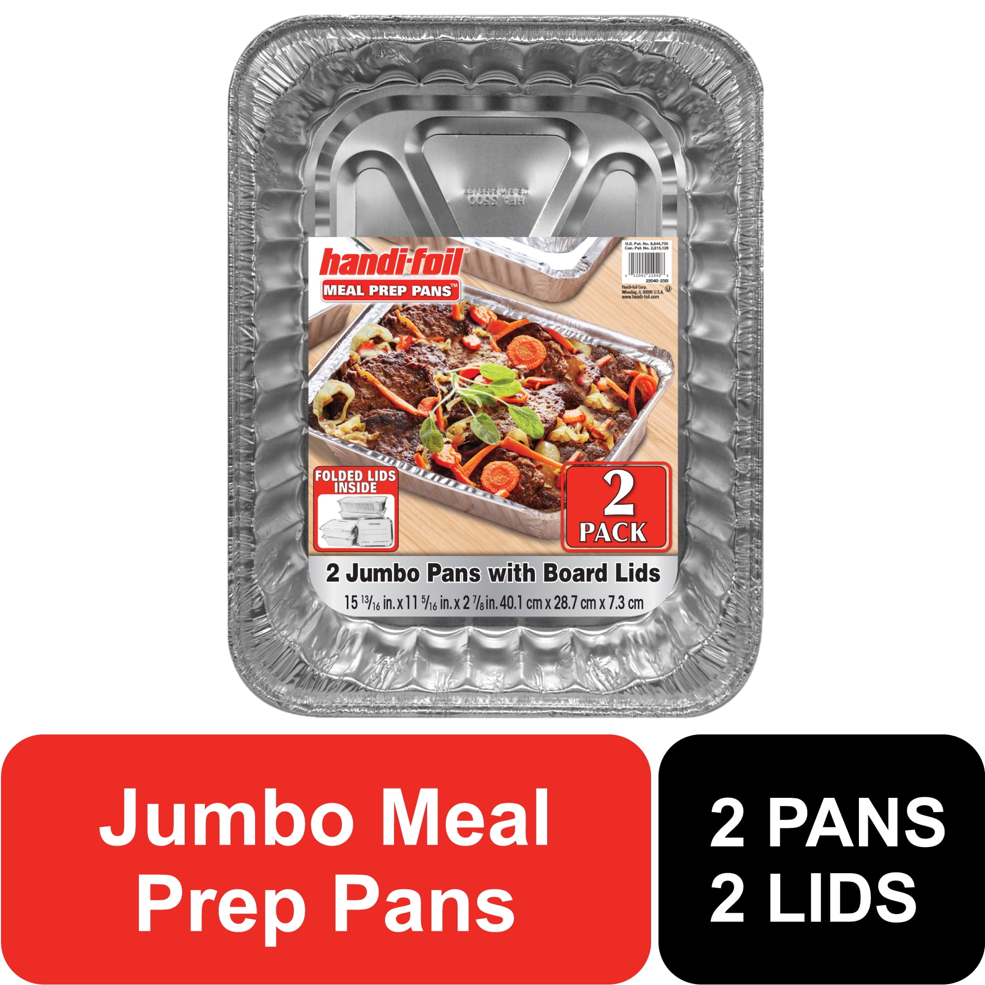 Handi-Foil Jumbo Aluminum Meal Prep Containers with Folded Lids, 2
