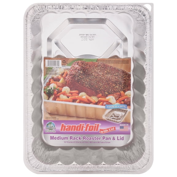 Handi-Foil Medium Rack Roaster Pan & Lid - 15.8" x 11.3" x 2.9"