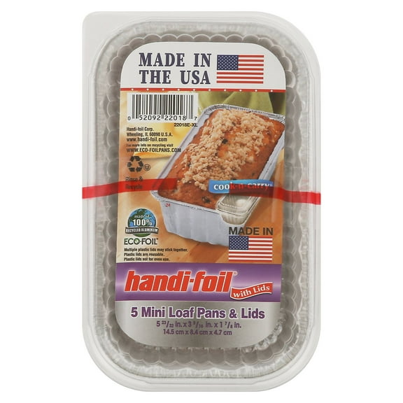 Handi-Foil Mini Loaf Pans & Lids, 5 pk - 6" x 4" x 2"