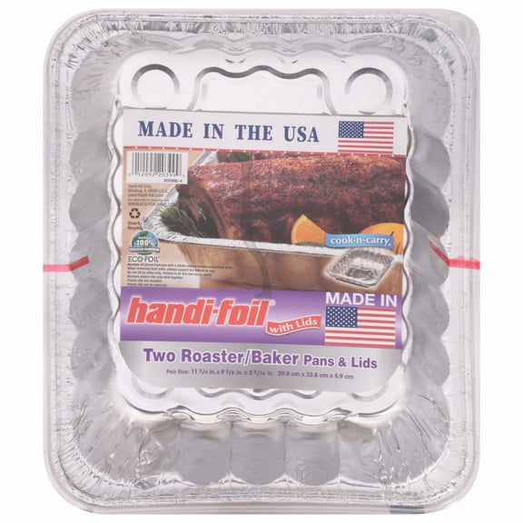 Handi-Foil Roaster-Baker Pans & Lids, 2 pk - 11.75" x 9.375" x 2.31"
