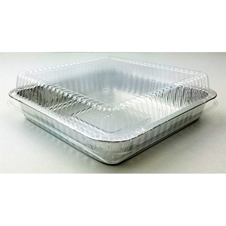 Handi-Foil Square Disposable Aluminum Foil Cake Pan w/Clear Dome Lid - REF  # 308-WDL (Pack of 50 Sets) 