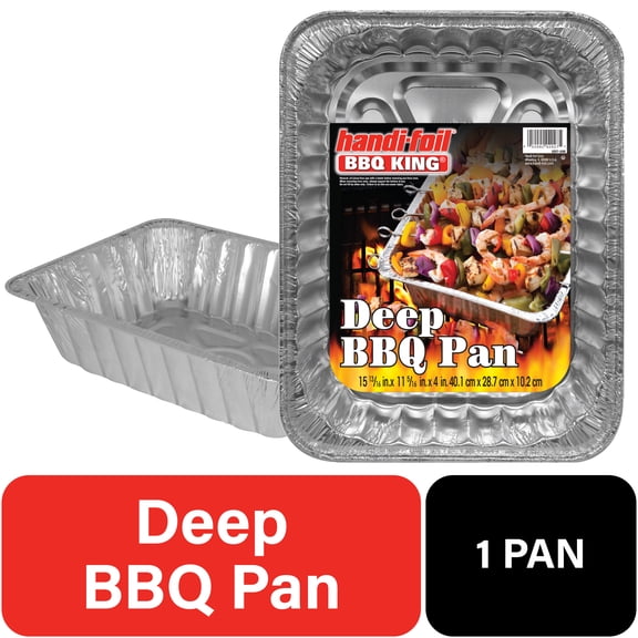 Handi-Foil Extra Deep Aluminum Super King BBQ Utility Pan, 15.8" x 11.3" x 4"