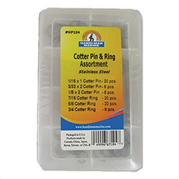 Handi-Man Stainless Steel Cotter Pin & Ring Kit - 82 Pieces
