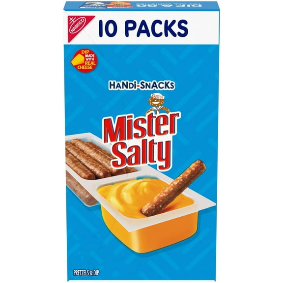 Handi-Snacks Mister Salty Pretzels 'N Cheesy Dip Snack Packs, 10 Snack Packs