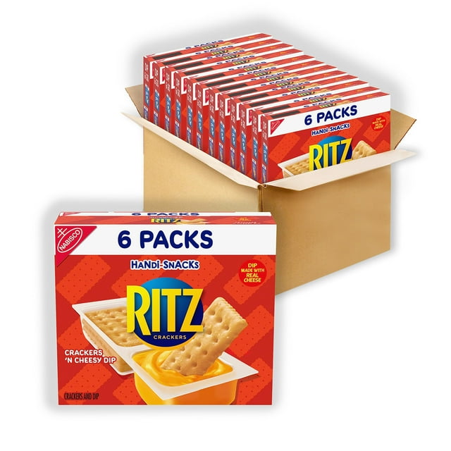 Handi-Snacks RITZ Crackers 'N OIF8&nbsp;Cheesy Dip Snack Packs, 12 Boxes of 6 Snack Packs (72 Total Packs)