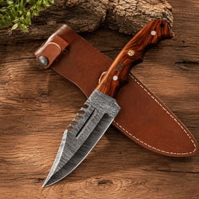 Handmade Damascus Fixed Blade Knife 8.75" for Hunting Camping Outdoor Predator Hunter HandiGo USA