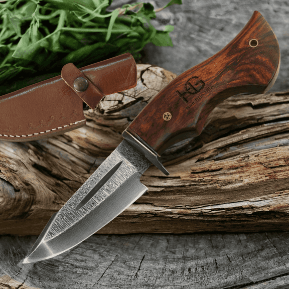 Handmade Damascus Hunting Knife 10" Heavy Duty Fixed Blade Outdoor Camping Hunter HandiGo USA