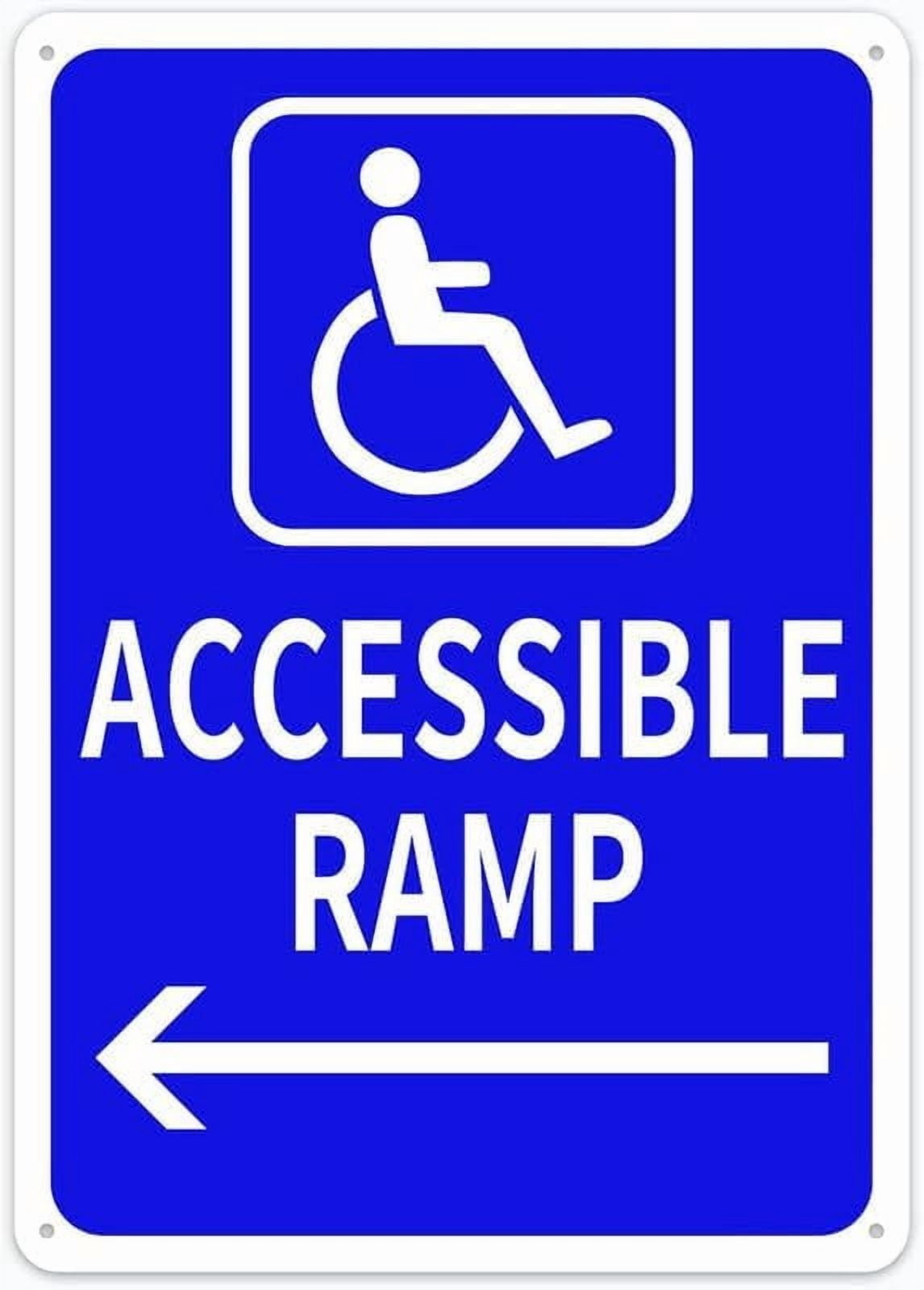 Man Using Ramp Signs Handicap Access Ramp Direction Arrow Left Retro Metal Tin Signs 12x8 ...
