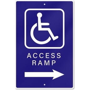 Handicap Access Ramp Sign, 8 x 12 Inch Aluminum, Waterproof Reflective Right Arrow Wheelchair Accessibility Sign