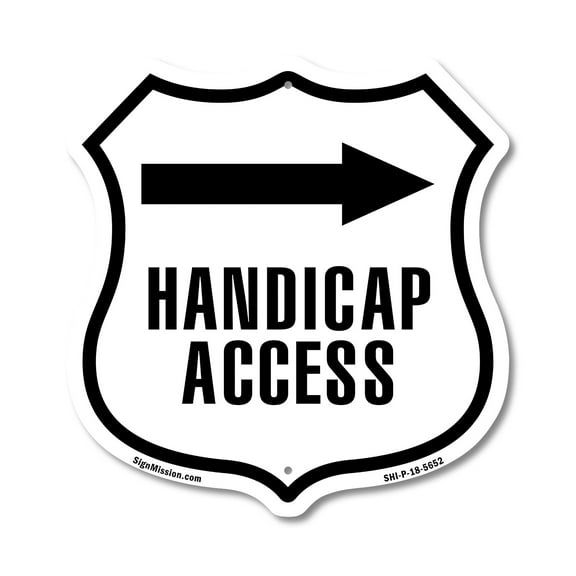 Handicap Access Right 12 inch X 12 inch Shield-Shaped Rust-Free Aluminum Metal Sign Weather Resistant Made in the USA