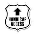 thumbnail image 1 of Handicap Access Up 6 inch X 6 inch Shield Shaped Commercial Grade Plastic Sign Weather Resistant Made in the USA, 1 of 6