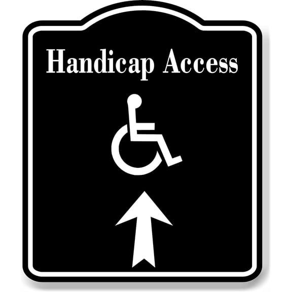 Handicap Access Up Arrow BLACK Aluminum Composite Sign, 8.5"x10"