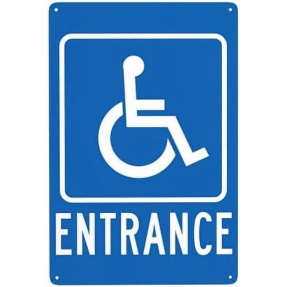 Handicap Entrance Metal Warning Signs, Cautions Security Tin Sign, Safety Signs for Street Business Wall Decor 8 x 12 Inch