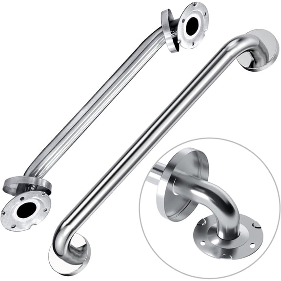 2 Pack Chrome Polished 18 Inch ADA Shower Grab Bars, 304 Stainless Steel Safety Handles for Bathtub Toilet Elderly Disabled