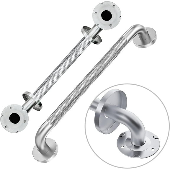 ADA Shower Grab Bars 2 Pack 18 inch, 304 Stainless Steel Safety Handles for Bathtub Toilet Elderly Disabled, Brushed Nickel Knurled Non-Slip Installation