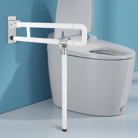 Handicap Grab Bars, Grab Bars for Bathroom, Foldable Stainless Toilet Grab Bar with Textured Grip, 23.6 Inch Medical Flip-Up Toilet Safety Rails with Leg for Elderly Pregnant Women Disabled