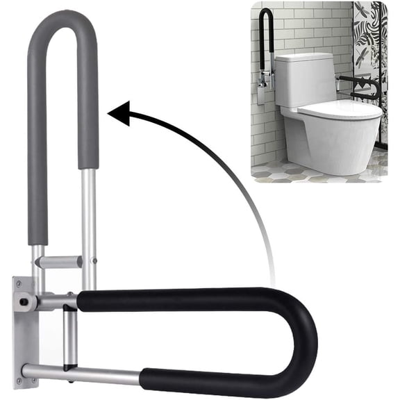 Handicap Grab Bars Rails 23.6 Inch Toilet Handrails Bathroom Safety Bar Hand Support Rail Handicapped Handrail Accessories for Seniors Elderly Disabled Mounted Bath Grips (Aluminum-600mm)