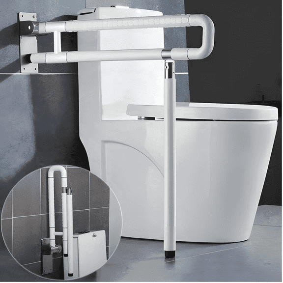 Handicap Grab Bars for Bathroom, Foldable Toilet Grab Bar Safety Rails with Leg