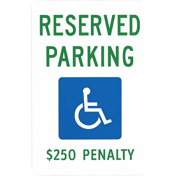 Handicap Parking $250 Fine Sign 8"x12" - Cautions Security Tin for Street Business Wall Decor Hospital Office Home