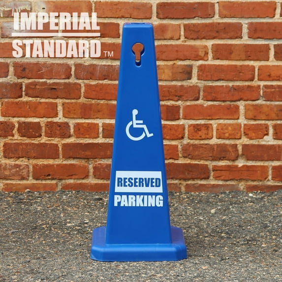 Handicap Parking Cones - 28" Blue Cones with Handicap Parking Signs - Parking Cones - Blue Safety Cones - Construction Cones - Street Cones (4 Pack)