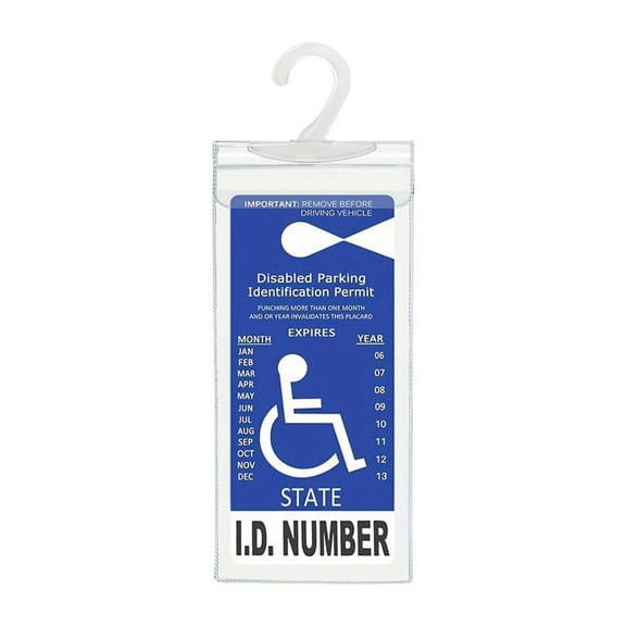 Handicap Parking Permit Holder  Clear Rearview Mirror Placard Protector with Large Hook, Universal Size